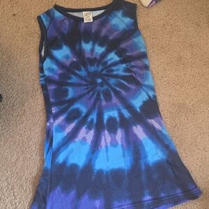 Blue and Purple Tie-Dye Sleeveless Dress